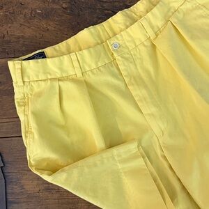 Ben Silver Charleston Yellow Pleat Front Shorts Size 38x8"